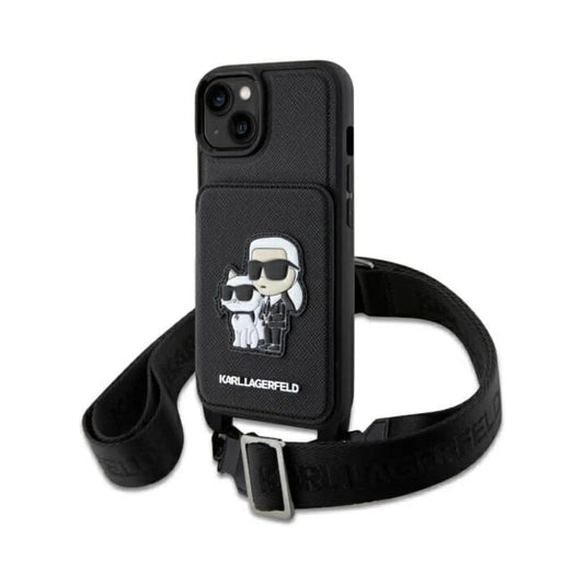 Karl Lagerfeld Crossbody NFT Saffiano Karl & Choupette Case, Schwarz - iPhone 14