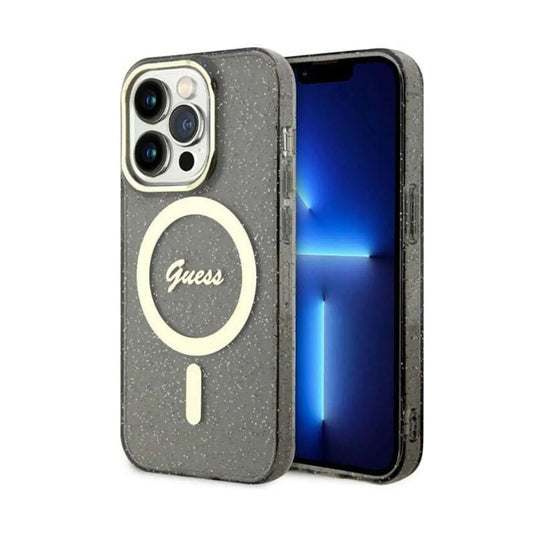 Guess Hülle Glitter Gold MagSafe Schwarz - iPhone 14 Pro