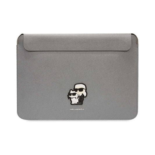 Karl Lagerfeld NFT Saffiano Karl & Choupette Sleeve Notebook-Hülle, Silber - 14 Zoll