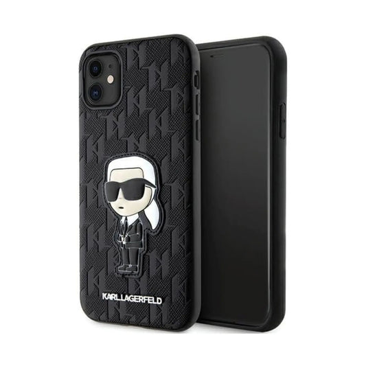 Karl Lagerfeld Hülle KLHCN61SAKHPKK Saffiano Monogram Ikonik Schwarz – iPhone 11/XR