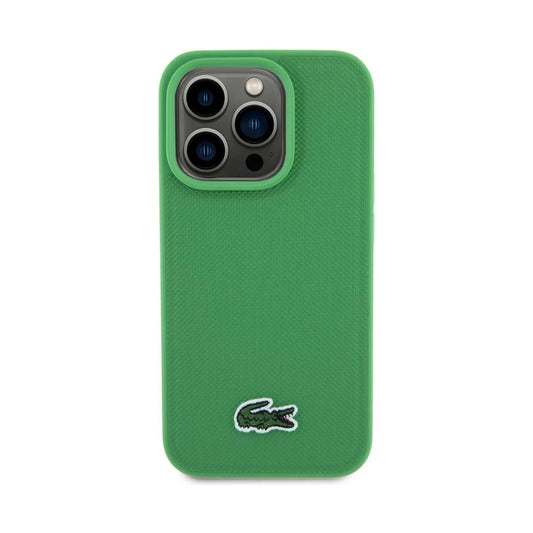 Lacoste iPhone 15 Pro Max Hülle, Grün – Iconic Petit Piqué Woven Logo MagSafe