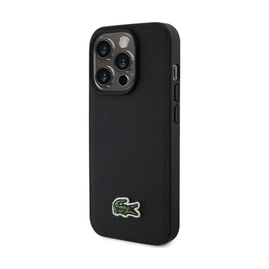 Lacoste LCHMP15LPVCK Iconic Petit Piqué Case, Schwarz – iPhone 15 Pro