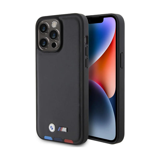 BMW Hülle Leder Hot Stamp Tricolor Schwarz – iPhone 15 Pro Max