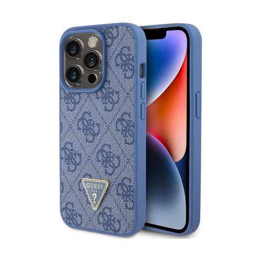 Guess 4G Triangle Rhinestone Case, Blau – iPhone 15 Pro