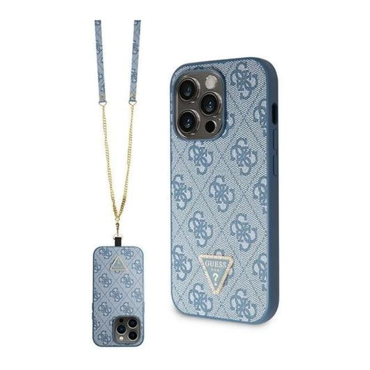 Guess Hülle Crossbody 4G Metal Logo Blau - iPhone 14 Pro Max