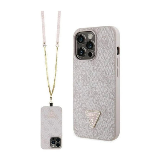 Guess iPhone 13 Pro Max Hülle, Pink – Crossbody 4G Metal Logo