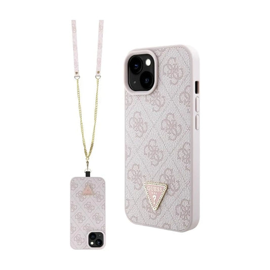 Guess Hülle GUHCP15SP4TDSCPP Crossbody 4G Metal Logo Rosa – iPhone 15