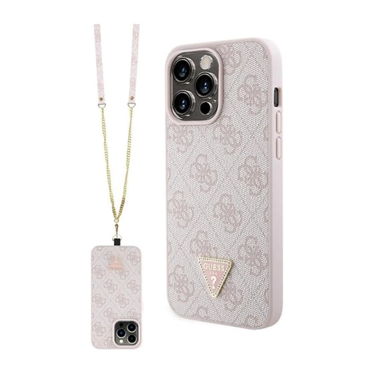 Guess GUHCP15XP4TDSCPP Hülle Crossbody 4G Metal Logo Pink - iPhone 15 Pro Max