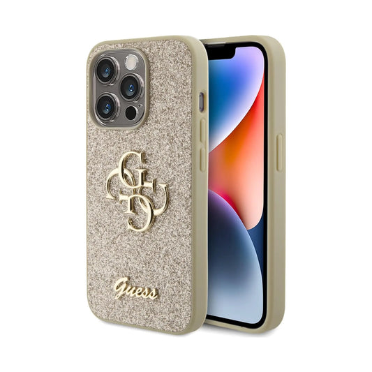 Guess Hülle Big 4G Fixed Glitter Gold - iPhone 15 Pro Max