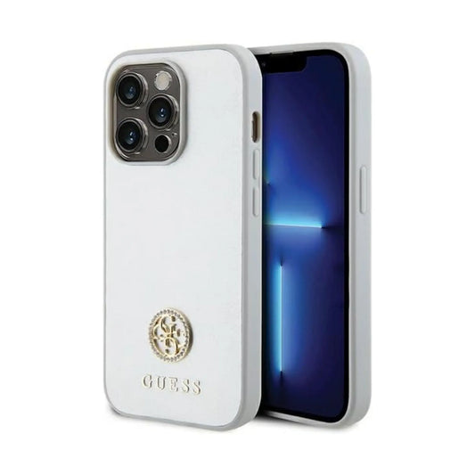 Guess Hülle 4G Strass Metal Logo Silber – iPhone 15 Pro