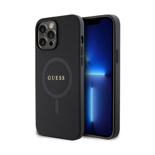 Guess Hülle Saffiano MagSafe Schwarz - iPhone 13 Pro Max