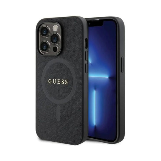 Guess Hülle Saffiano MagSafe Schwarz - iPhone 14 Pro