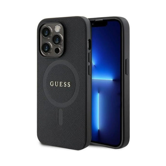 Guess Saffiano Für Magsafe Schwarz - iPhone 15 Pro