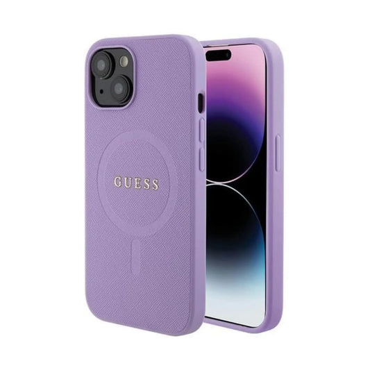 Guess Hülle Saffiano Für Magsafe Lila - iPhone 15 Plus