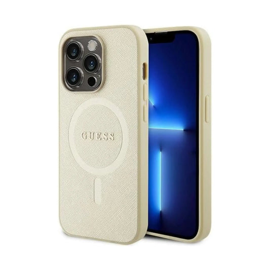 Guess Hülle Saffiano MagSafe Gold - iPhone 15 Pro