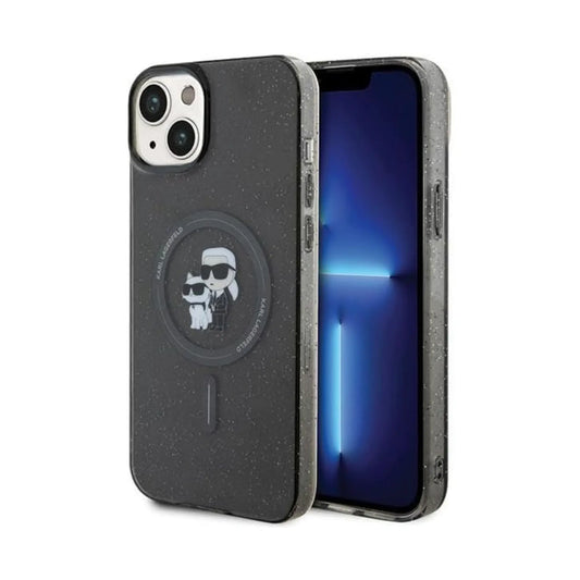 Karl Lagerfeld Karl & Choupette Glitter MagSafe Case, Schwarz - iPhone 15 Plus