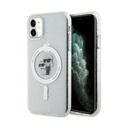 Karl Lagerfeld Hülle Karl & Choupette Glitter MagSafe Transparent – iPhone 11