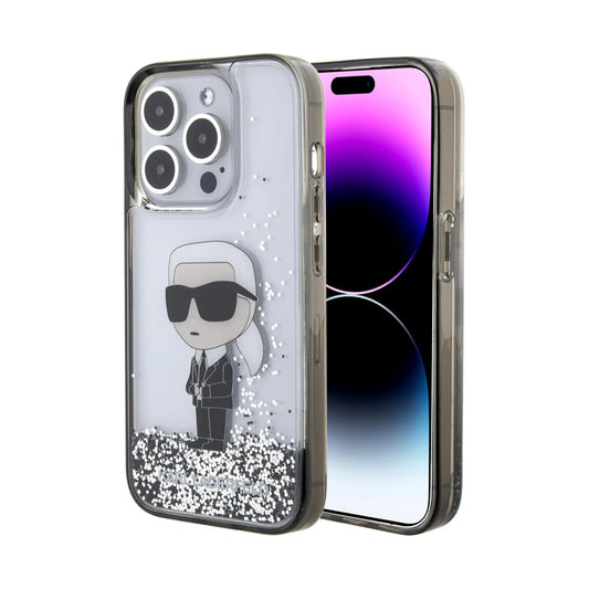 Karl Lagerfeld Hülle Liquid Glitter Ikonik Transparent – iPhone 15 Pro