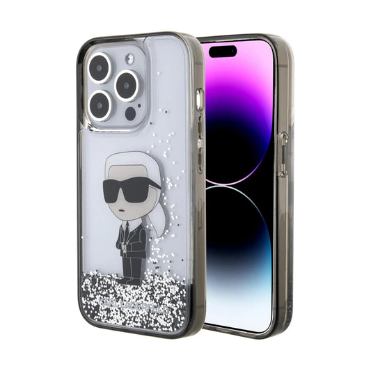 Karl Lagerfeld Liquid Glitter Ikonik Case, Transparent - iPhone 15 Pro Max