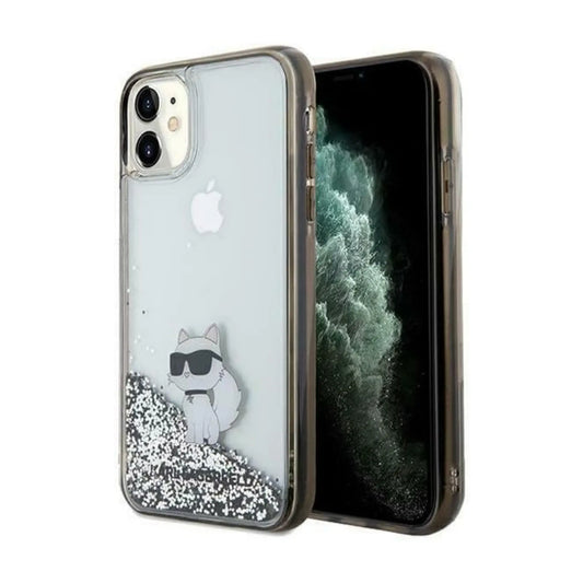 Karl Lagerfeld Liquid Glitter Choupette Case, Transparent - iPhone 11
