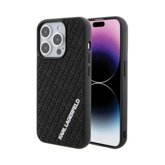 Karl Lagerfeld Hülle 3D Rubber Multi Logo Schwarz – iPhone 15 Pro