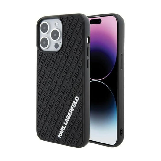 Karl Lagerfeld 3D Rubber Multi Logo Case, Schwarz - iPhone 15 Pro Max