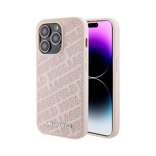 Karl Lagerfeld Hülle Gestepptes K-Muster Pink – iPhone 15 Pro Max