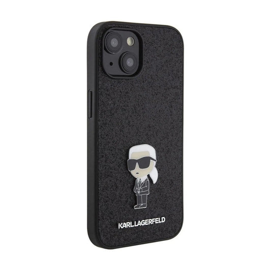 Karl Lagerfeld Glitzer Metallpin Ikonik Logo Case, Schwarz - iPhone 15 / 14 / 13