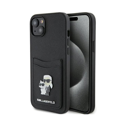 Karl Lagerfeld Saffiano Kartenfach Backcover Case, Schwarz - iPhone 15