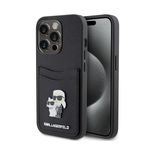 Karl Lagerfeld Saffiano Cardslot Backcover Case, Schwarz - iPhone 15 Pro