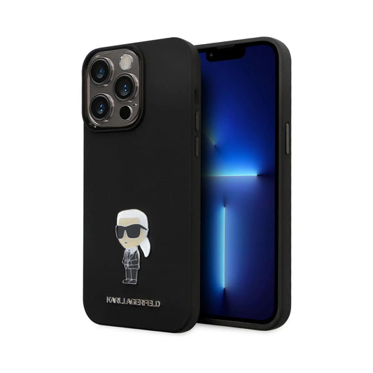 Karl Lagerfeld Silikon Ikonik Metal Pin Case, Schwarz - iPhone 15 Pro Max
