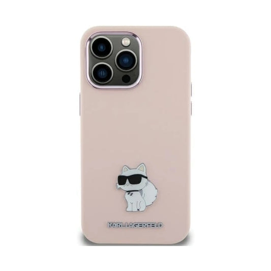 Karl Lagerfeld Hülle Silikon Choupette Metall Pin Rosa – iPhone 15