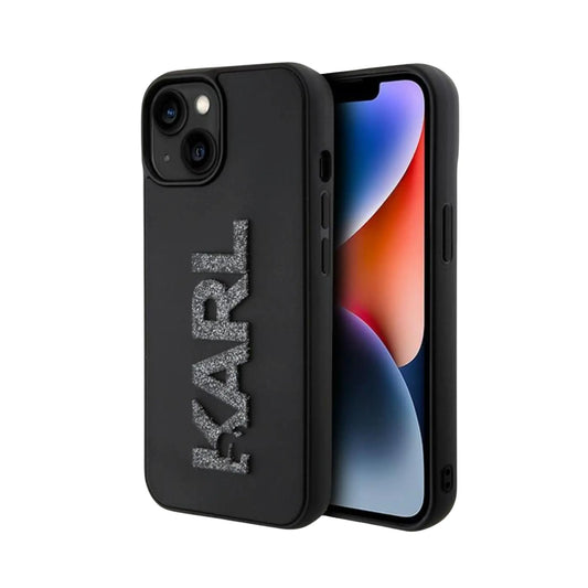 Karl Lagerfeld Hülle 3D Rubber Glitter Logo Schwarz – iPhone 15