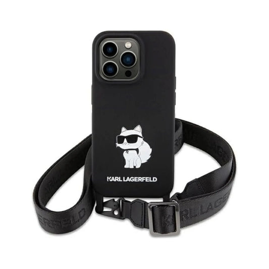 Karl Lagerfeld Hülle KLHCP15SSCBSCNK Crossbody Silikon Choupette Schwarz – iPhone 15