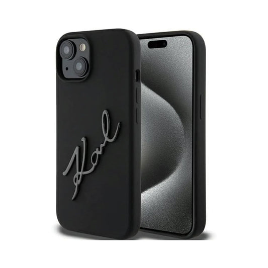 Karl Lagerfeld Karl Script Logo Backcover Case, Schwarz - iPhone 15