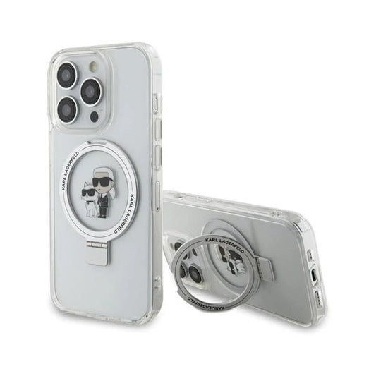 Karl Lagerfeld Ring Stand Karl & Choupette MagSafe Case, Weiß - iPhone 14 Pro Max