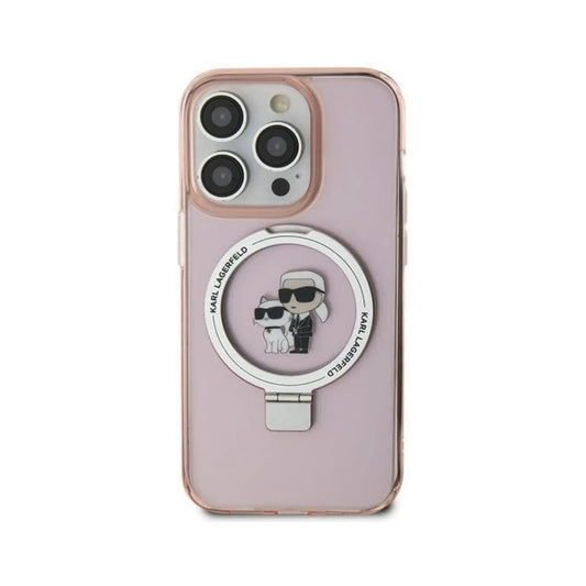 Karl Lagerfeld Ringständer Karl & Choupette MagSafe Hardcase KLHMP15SHMRSKCP, Rosa - iPhone 15