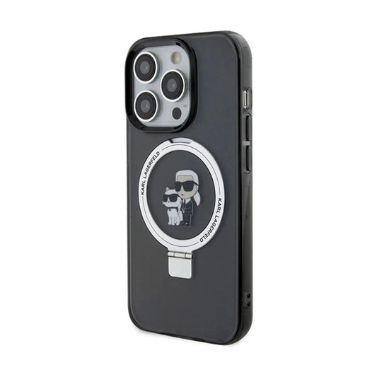 Karl Lagerfeld Hülle Ring Stand Karl & Choupette MagSafe Schwarz – iPhone 13 Pro