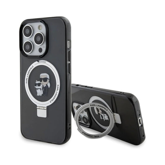 Karl Lagerfeld Ring Stand Karl & Choupette Case KLHMP15XHMRSKCK, Schwarz - iPhone 15 Pro Max