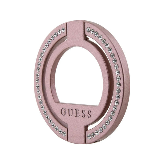 Guess iPhone Hülle GUHCP15RINGSALDGP, Rosa – Ringständer mit Strass
