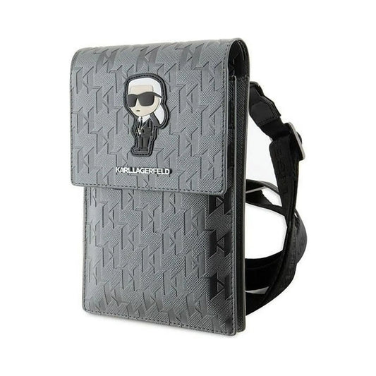 Karl Lagerfeld Saffiano Monogramm Ikonik Tasche - Silber
