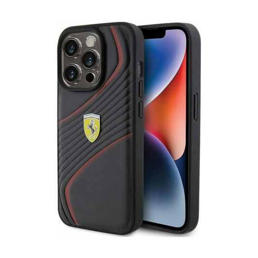Ferrari Hülle Twist Metal Logo Rot – iPhone 15 Pro