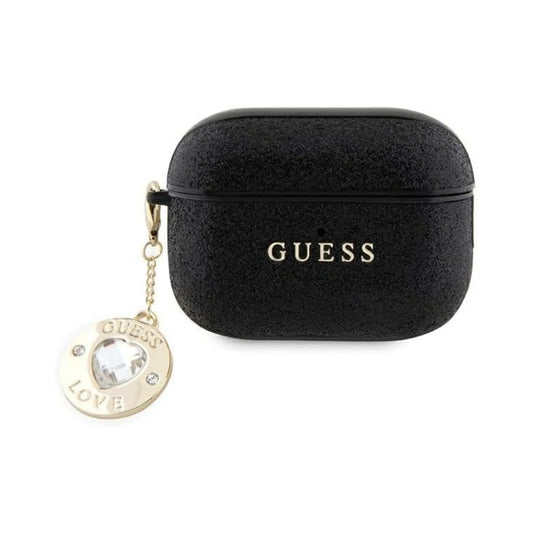 Guess GUAP2PGEHCDK Hülle Glitzer Herz Charm Schwarz - AirPods Pro 2