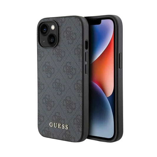 Guess Hülle 4G Metal Logo Gold Grau – iPhone 15 Plus