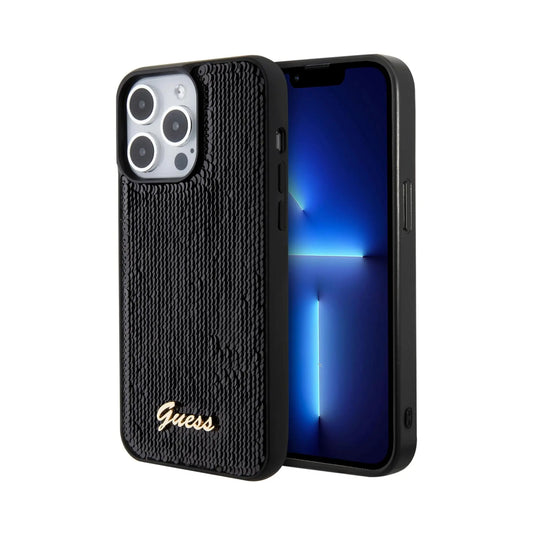 Guess Hülle Sequin Script Metal Schwarz - iPhone 15 Pro Max