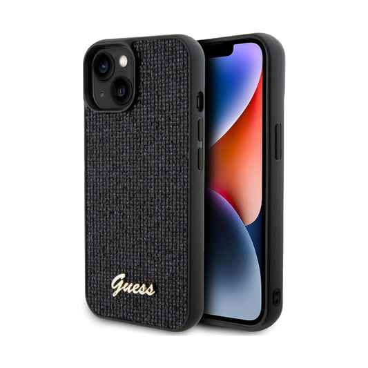 Guess Hülle Metal Script Disco Schwarz - iPhone 15