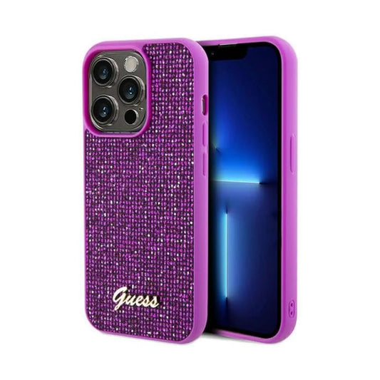 Guess Hülle Disco Metal Script Fuchsia - iPhone 14 Pro