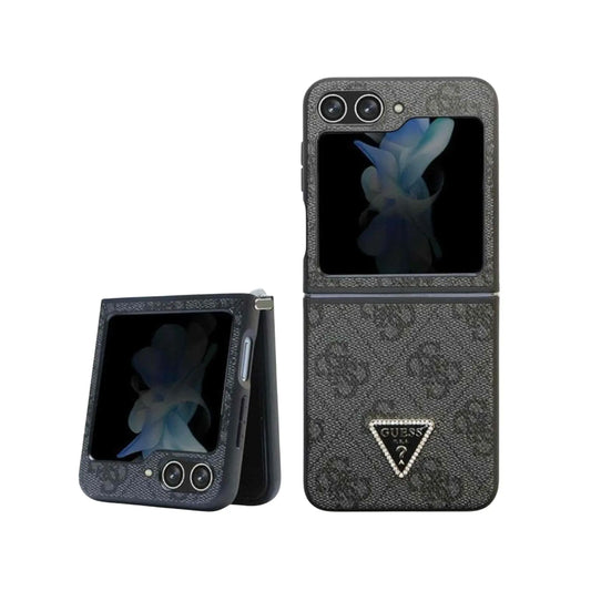 Guess Hülle 4G Kunstleder Triangle Schwarz - Galaxy Z Flip 5