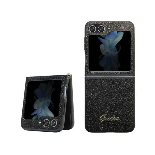 Guess Hülle Glitter Script Schwarz - Galaxy Z Flip5