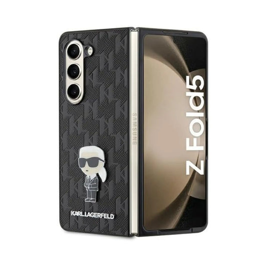 Karl Lagerfeld NFT Saffiano Monogram Ikonik Pin Case, Schwarz - Samsung Galaxy Z Fold 5